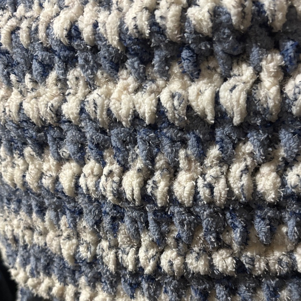 Cozy Blue and White Knit Blanket